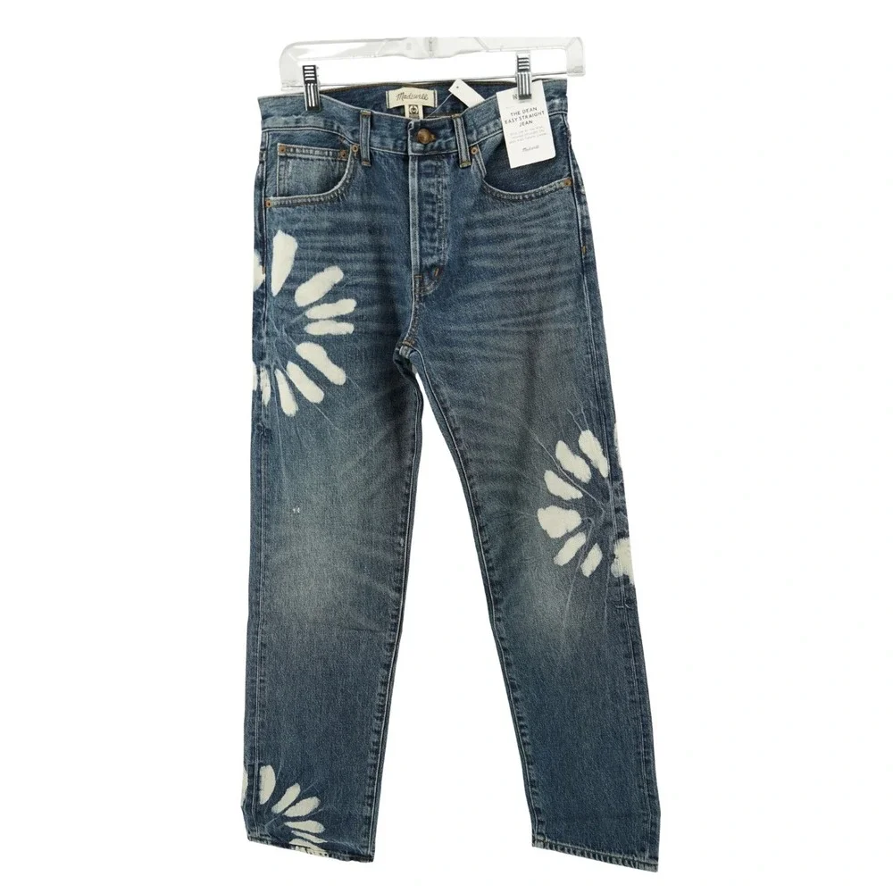 Madewell The Dean Easy Straight Jeans Womens 27x31 Blue Shibori Wash NWT $168 - Picture 6 of 9